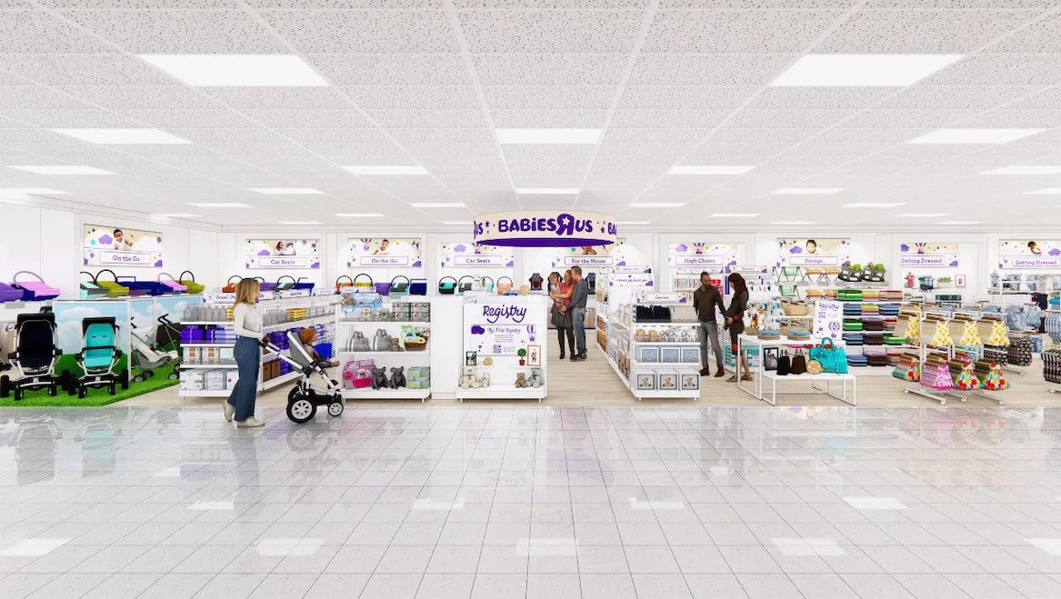 People shopping for baby items in a store.